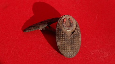 Manchetknoop met goud hoefijzertje